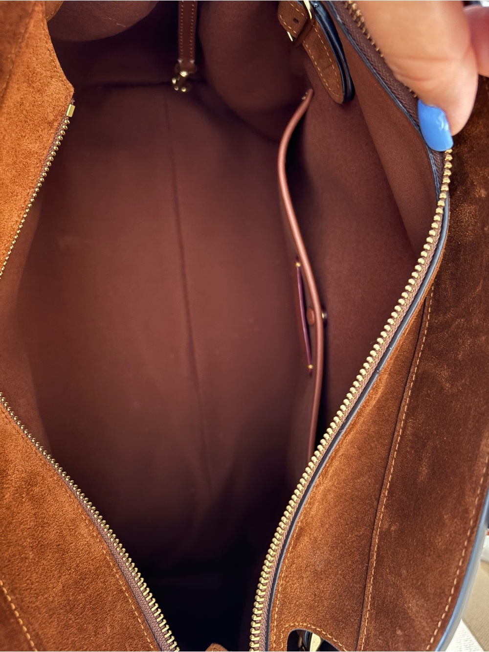 Coach Carry All Brown Suede Satchel with Detachable Strap - Picture 3 of 3